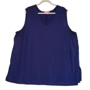 Woman Within Navy Pullover Sleeveless Blouse Tunic 3X Plus Size Pre-owned‎
